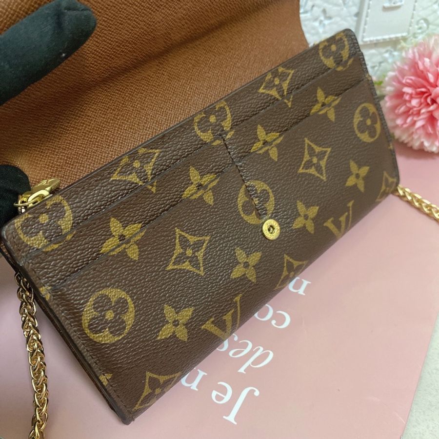 LV M60531 經典Sarah金釦信封長夾 附鏈條改造組woc背-11