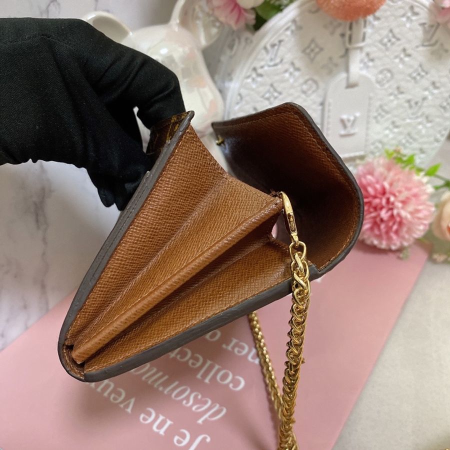LV M60531 經典Sarah金釦信封長夾 附鏈條改造組woc背-12