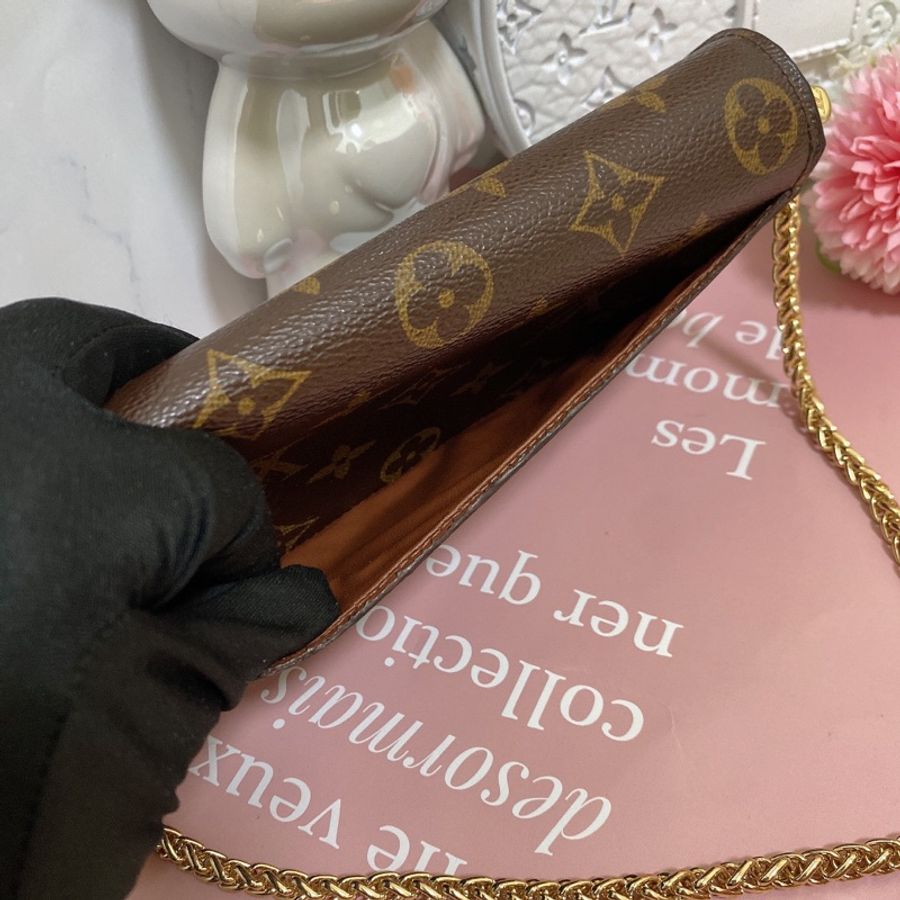 LV M60531 經典Sarah金釦信封長夾 附鏈條改造組woc背-13