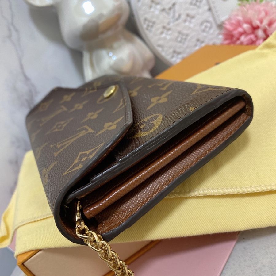 LV M60531 經典Sarah金釦信封長夾 附鏈條改造組woc背-14