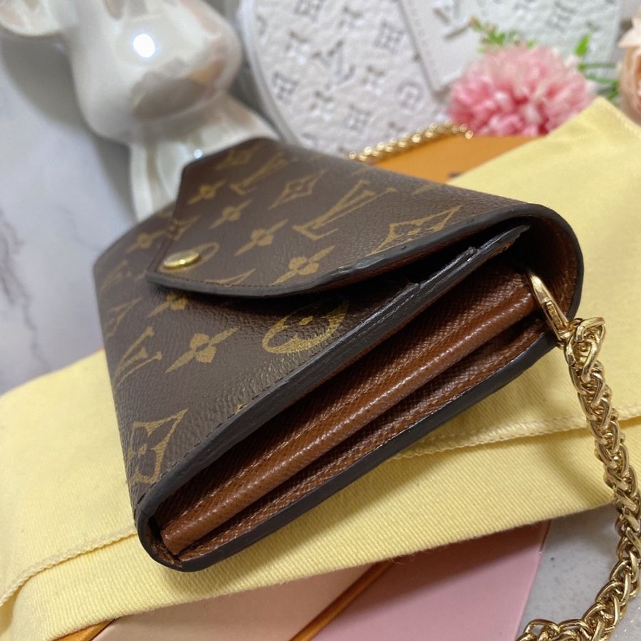 LV M60531 經典Sarah金釦信封長夾 附鏈條改造組woc背-16