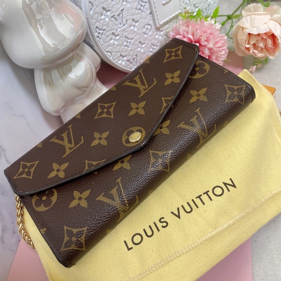 LV M60531 經典Sarah金釦信封長夾 附鏈條改造組woc背-17