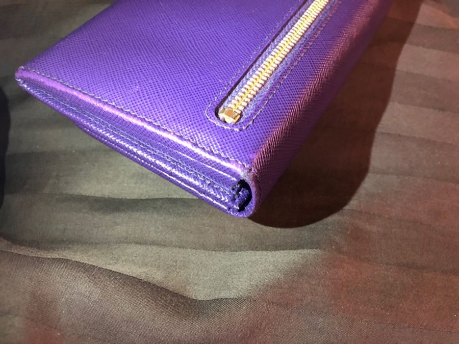 Prada 長夾錢包 瑕疵 紫色-6