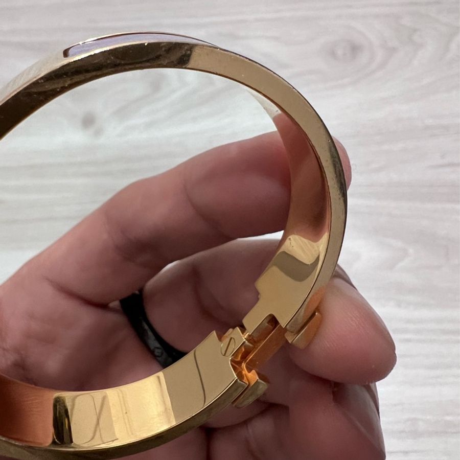 HERMES 薰衣草紫 超美 玫瑰金 H 手環 手鐲 裸件 男女都可以戴喔❤️❤️ 14800-5