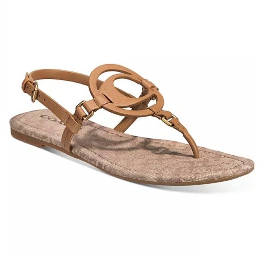 Coach皮革涼鞋(全新品出清24.5cm可穿)有附尺寸表-2