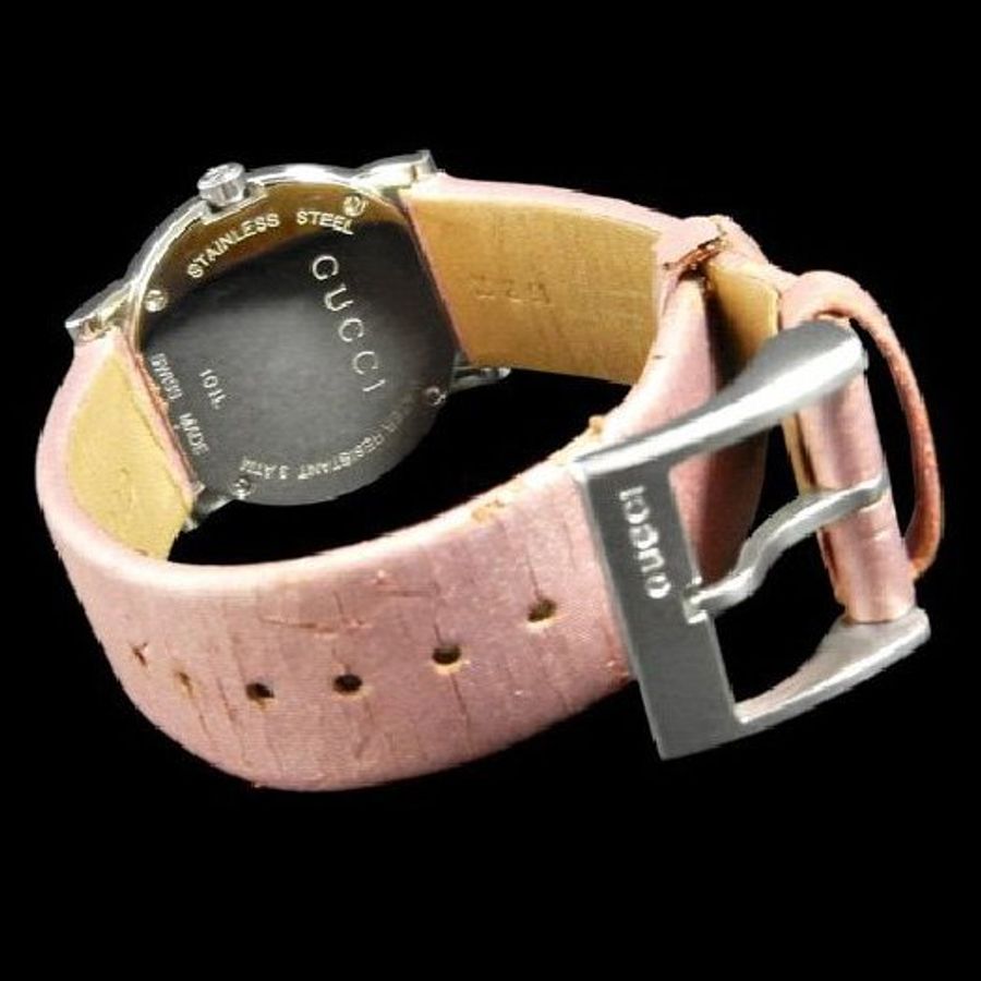 金鐸精品~2005 GUCCI 古馳 101L G字鑽圈珍珠母貝面盤石英女用鑽錶-2