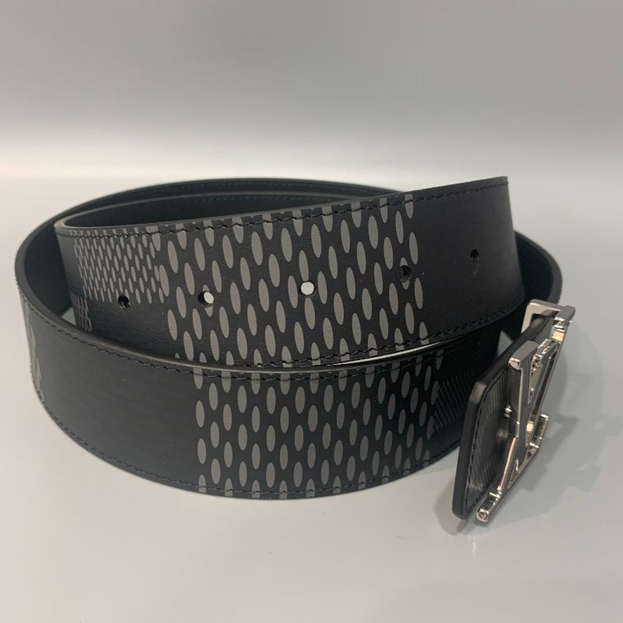 LOUIS VUITTON LV Initiales 黑灰大小棋盤格 雙面皮帶/腰帶M0340S-5