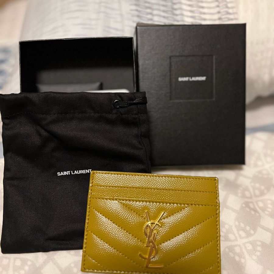 YSL 芥末黃名片卡夾-0