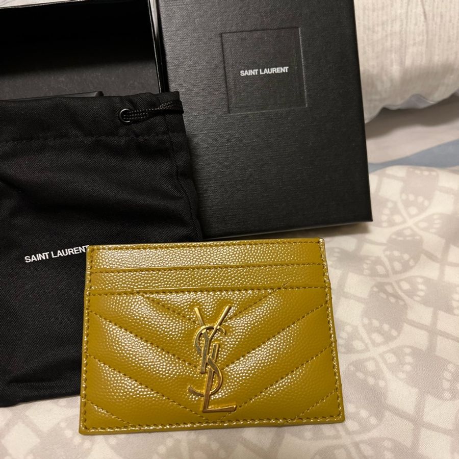 YSL 芥末黃名片卡夾-1