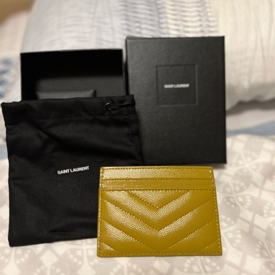 YSL 芥末黃名片卡夾-2
