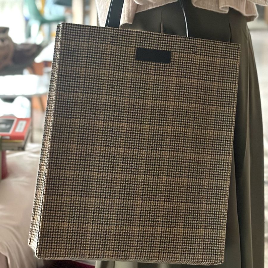 Nina Ricci 羊毛格紋方形Tote bag-0