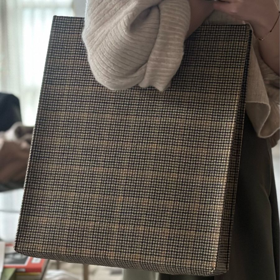 Nina Ricci 羊毛格紋方形Tote bag-4