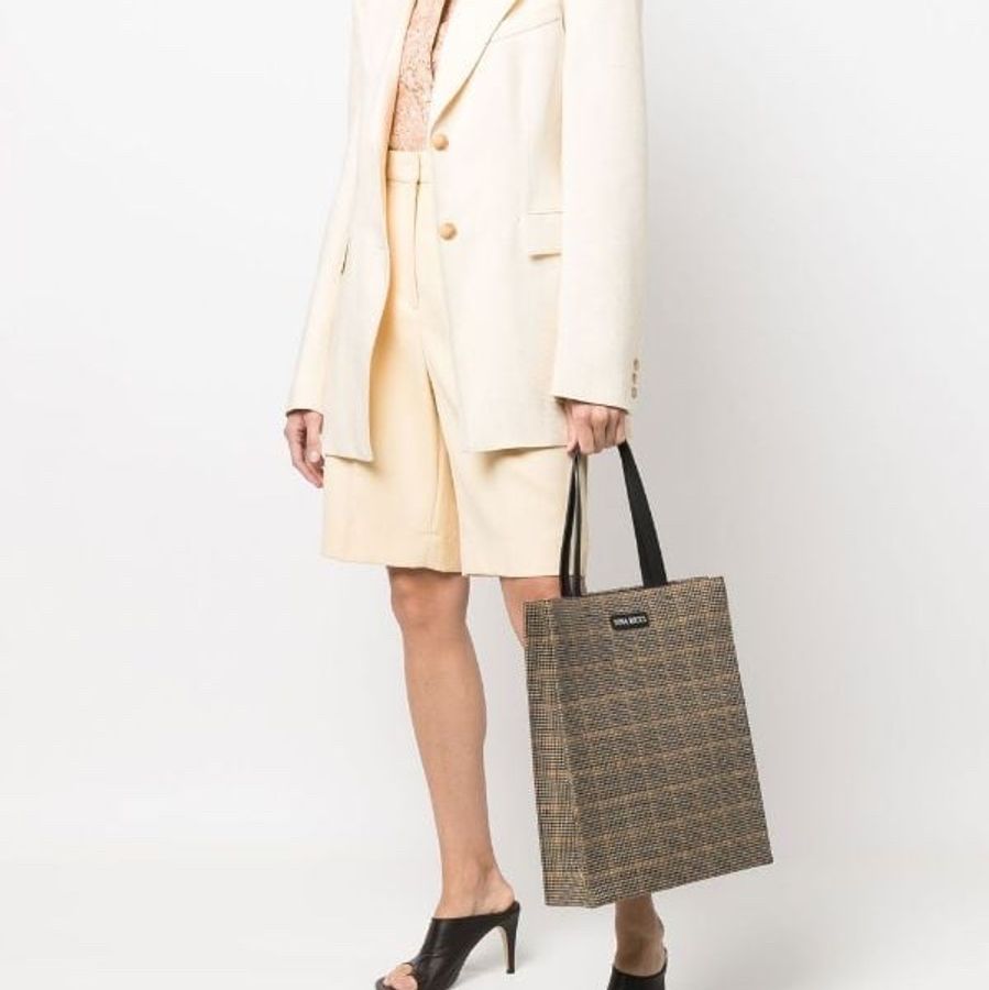 Nina Ricci 羊毛格紋方形Tote bag-8