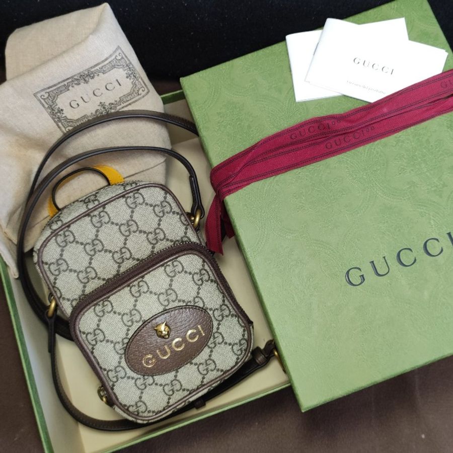 GUCCI 經典Neo Vintage系列Supreme帆布虎頭相機包/手提/斜背包(迷你)大全配💯-0