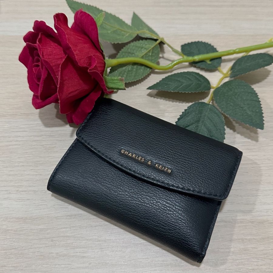 小CK CHARLES＆KEITH 三折 中夾 皮夾 錢包👛-0