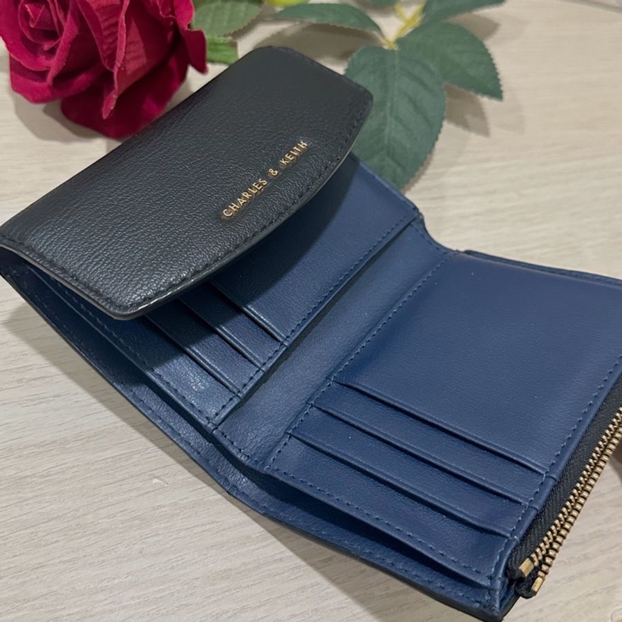 小CK CHARLES＆KEITH 三折 中夾 皮夾 錢包👛-3