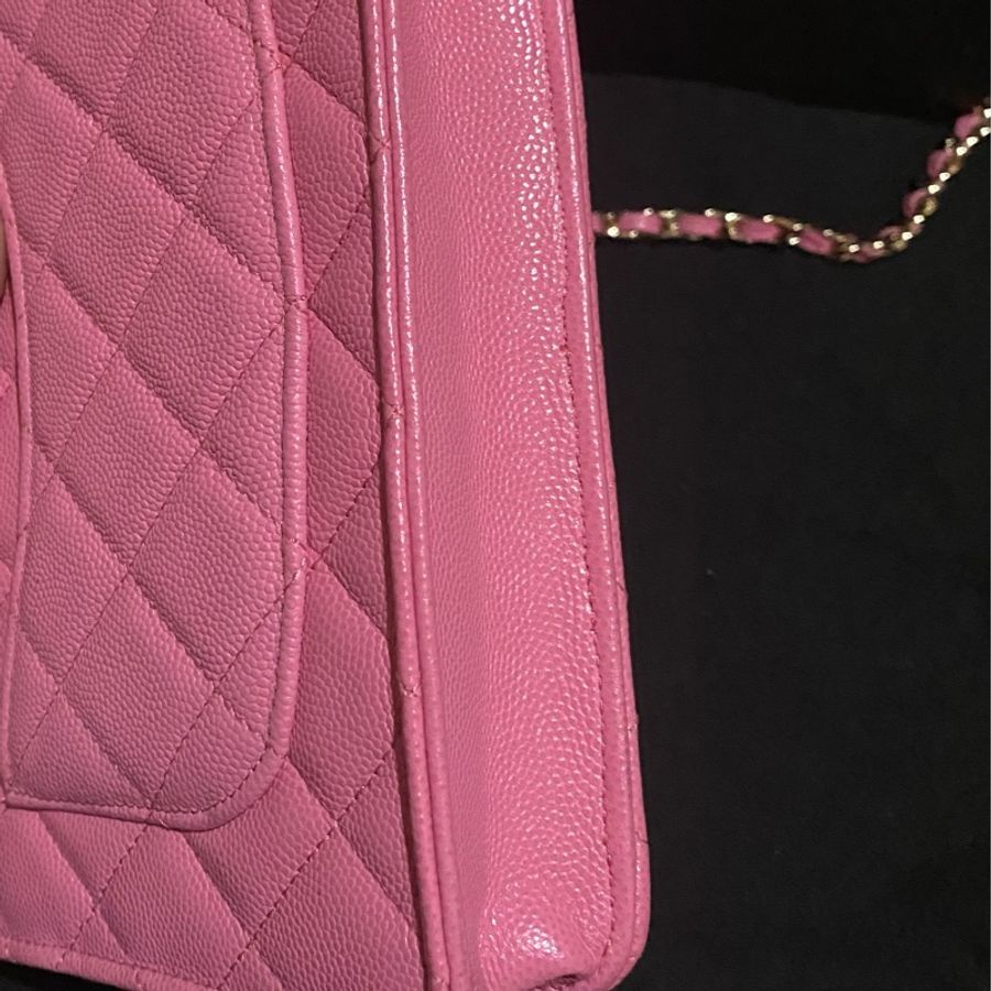 Chanel 金釦荔枝牛皮櫻花粉WOC-20