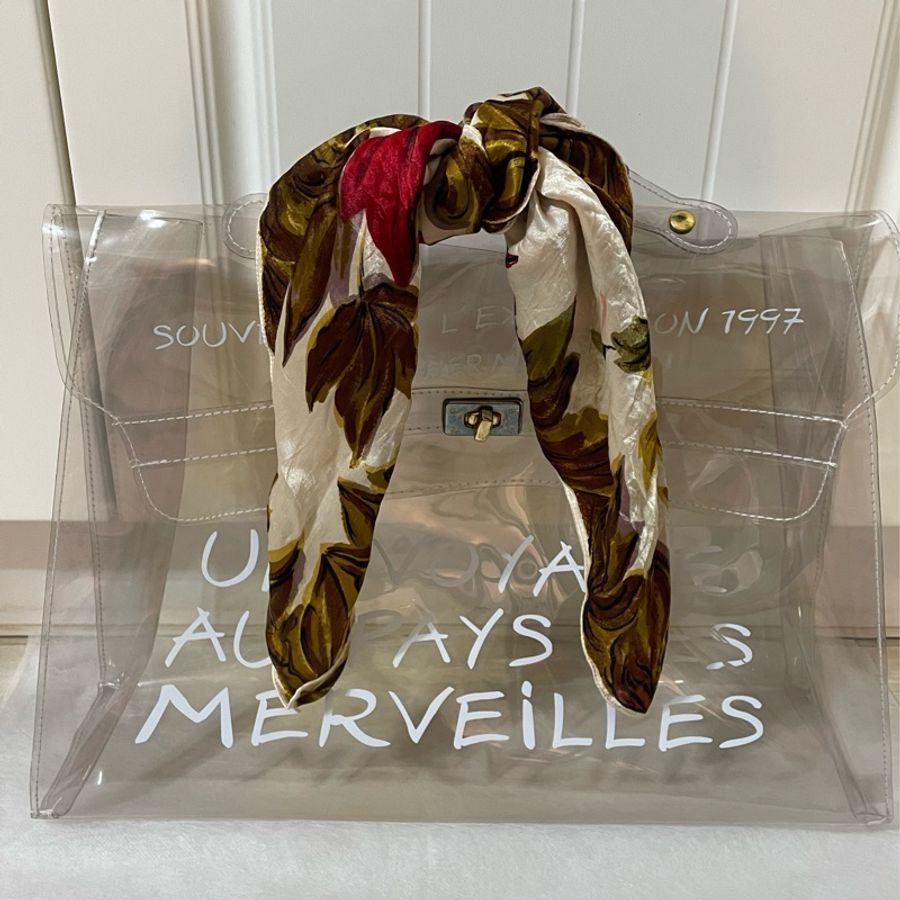 復古vintage中性款愛馬仕HERMES Vinyl Kelly限定紀念款pvc手提包 公事包 側肩包 透明包-1