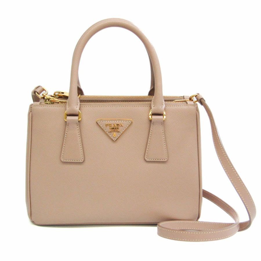 【日本直送】Prada Galleria 1BA896 女士 Saffiano Lux 手提包,單肩包米色粉色-0