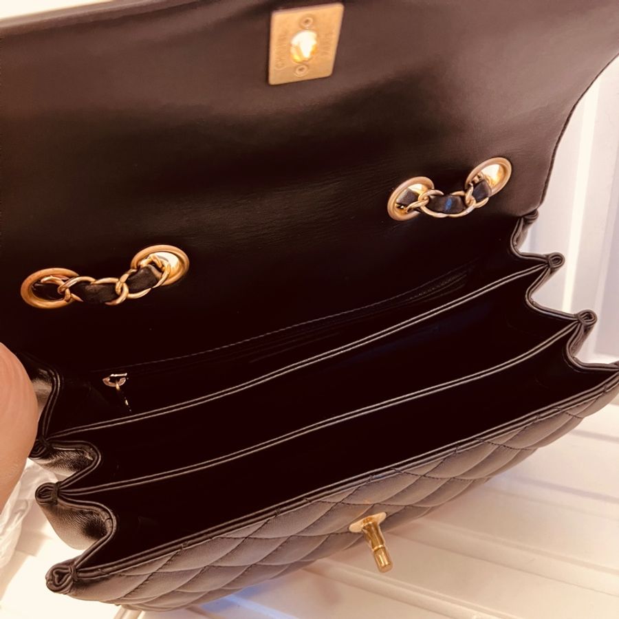 Chanel全新閒置小羊皮黛妃風琴包-9