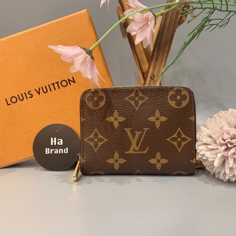 全新品Louis Vuitton LV 老花字紋 晶片款 ㄇ型拉鍊短夾 卡片夾/零錢包-0