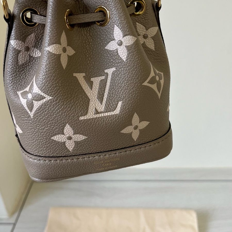 ［週末限時降價］LV 迷你水桶包 Nano Noe  斑鳩灰 奶茶灰 壓紋牛皮-10