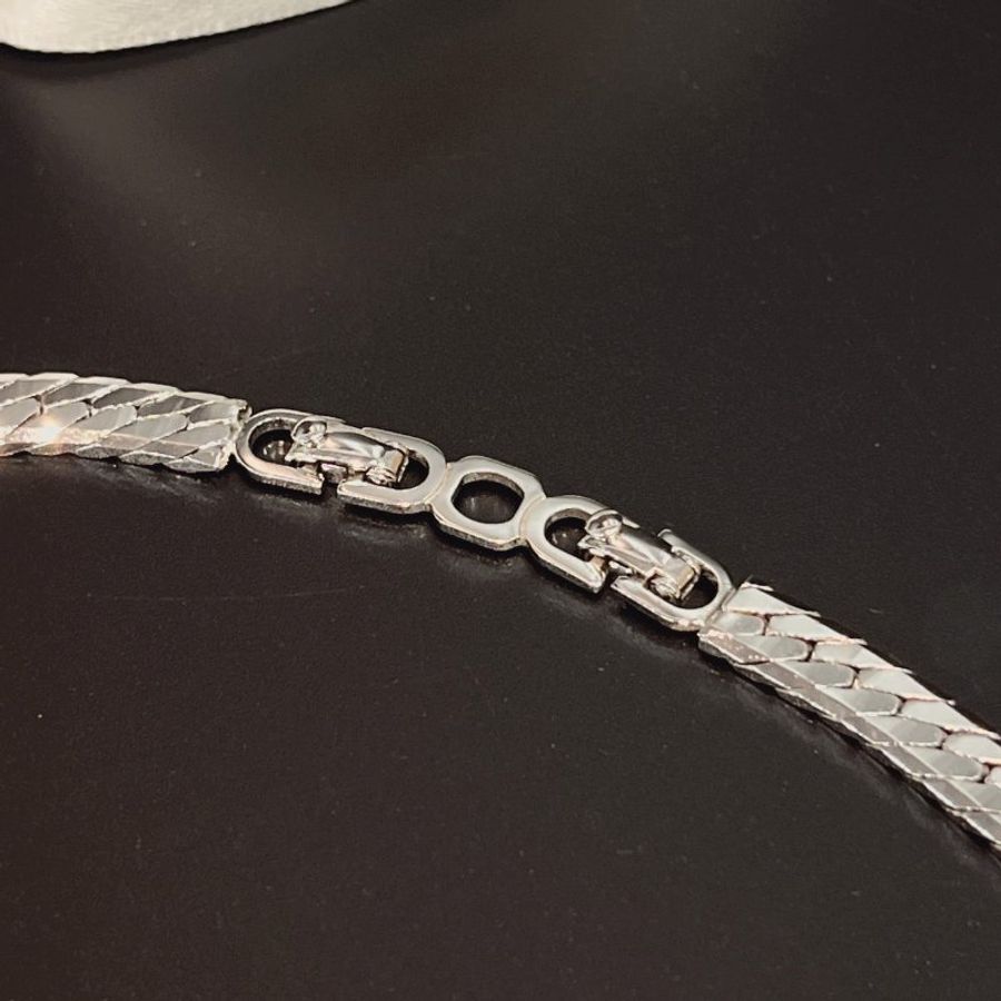 Christian Dior 銀色 V型水鑽 粗項鍊/頸鍊/飾品-3