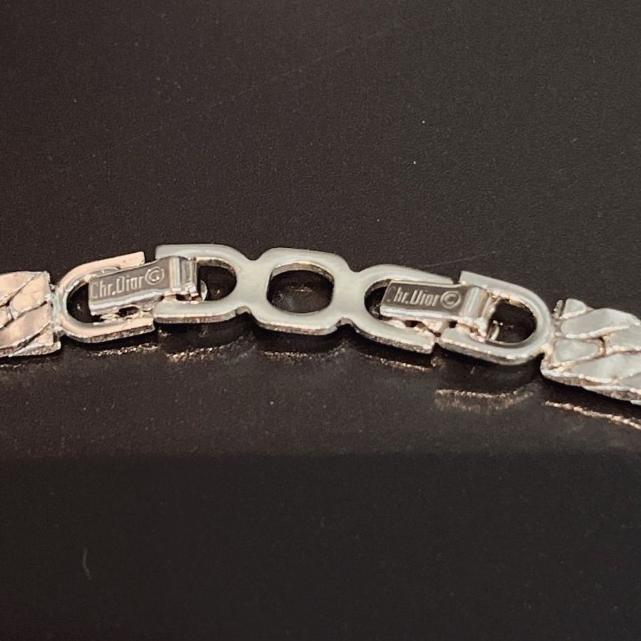 Christian Dior 銀色 V型水鑽 粗項鍊/頸鍊/飾品-4