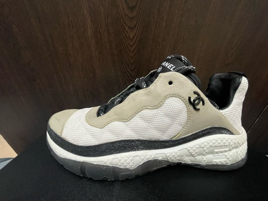 chanel 麂皮拼接黑白運動休閒球鞋 熊貓鞋-5
