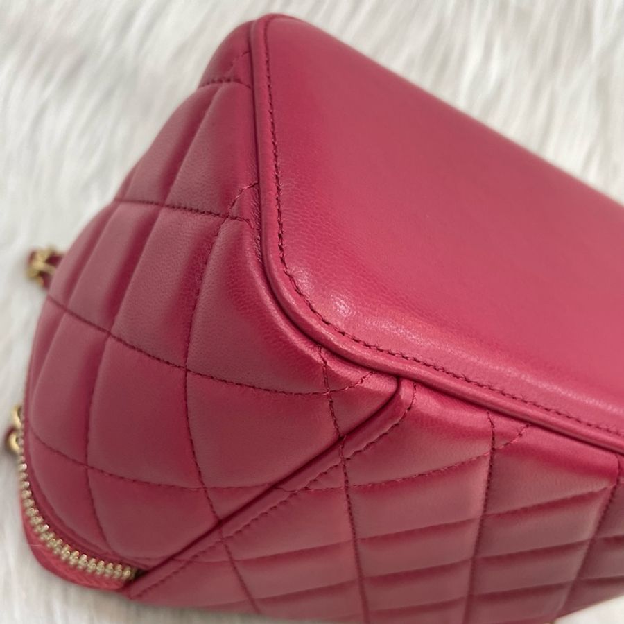 Chanel AP2199 桃粉色羊皮金釦handle化妝箱Vanity-8