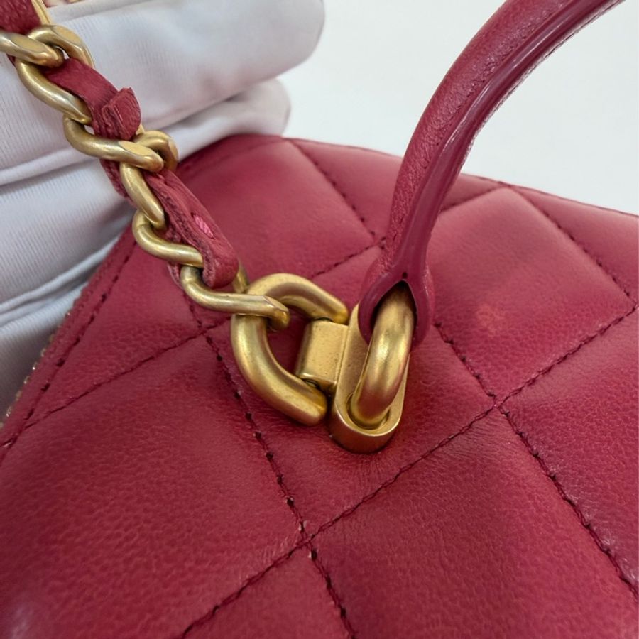 Chanel AP2199 桃粉色羊皮金釦handle化妝箱Vanity-39