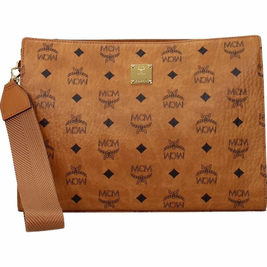 【義大利直送】全新品 MCM 手拿包男士皮革棕色干邑色-0