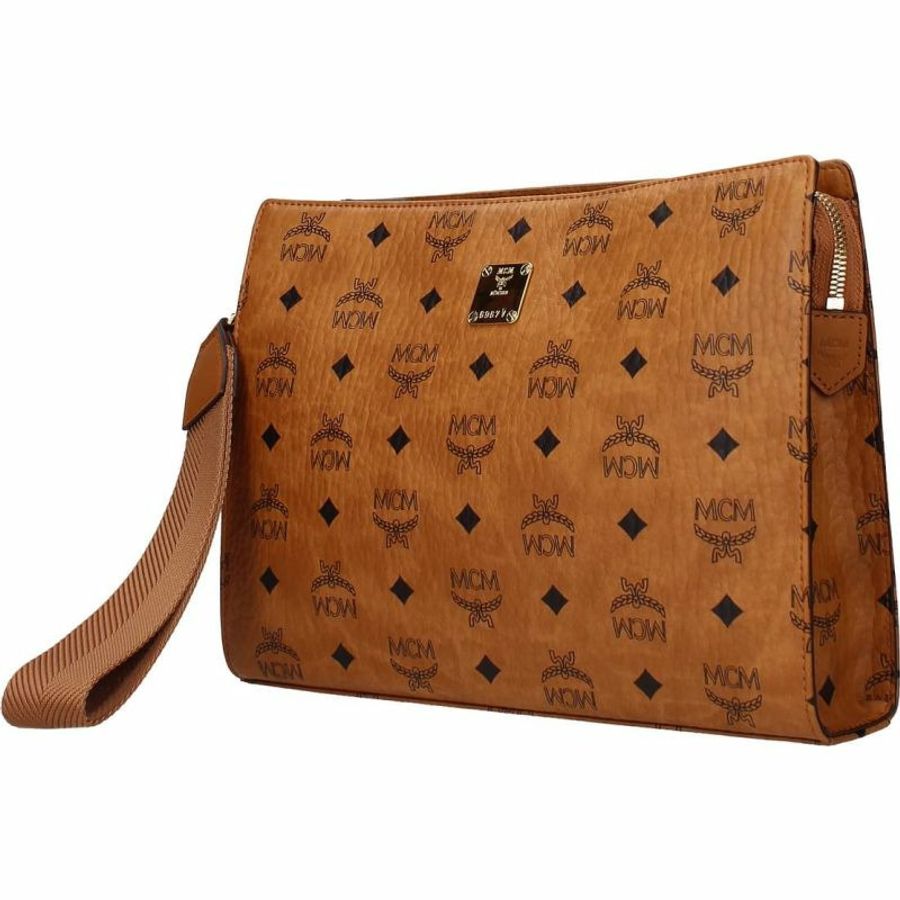 【義大利直送】全新品 MCM 手拿包男士皮革棕色干邑色-1