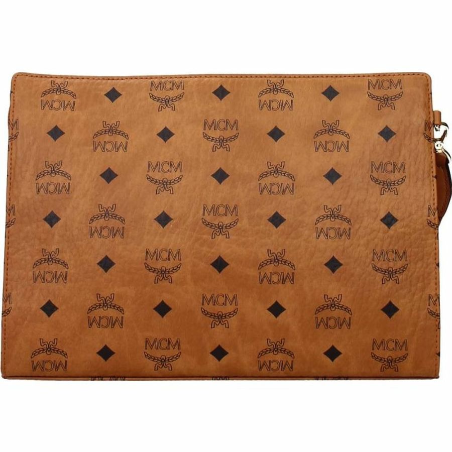 【義大利直送】全新品 MCM 手拿包男士皮革棕色干邑色-2