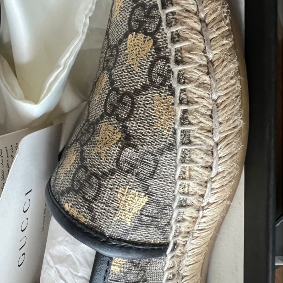 GUCCi 小蜜蜂 草編 平底鞋 23.5-3