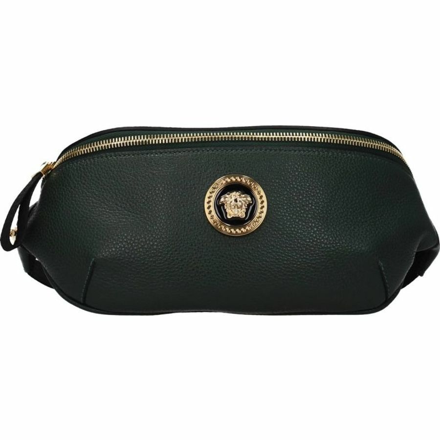 【義大利直送】全新品 Versace 背包和腰包男士皮革綠色深綠色-0