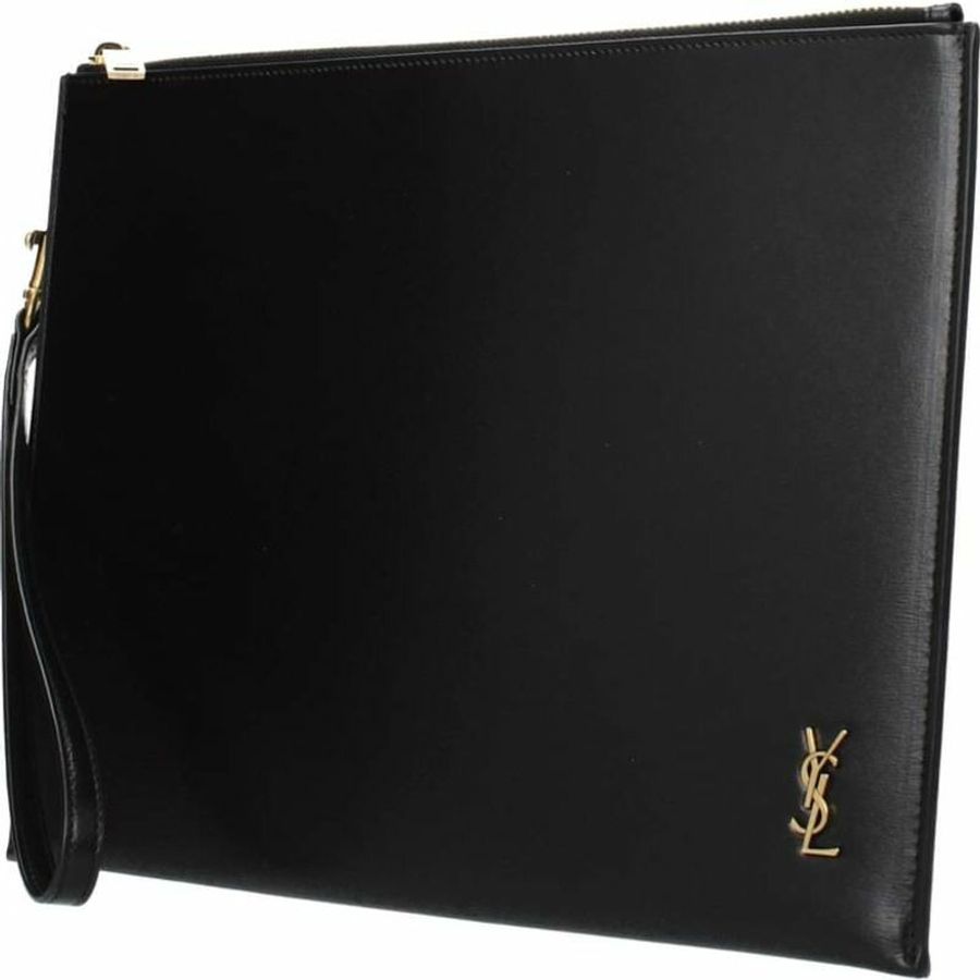 【義大利直送】全新品 Saint laurent 手拿包 男士 皮革 黑色-1