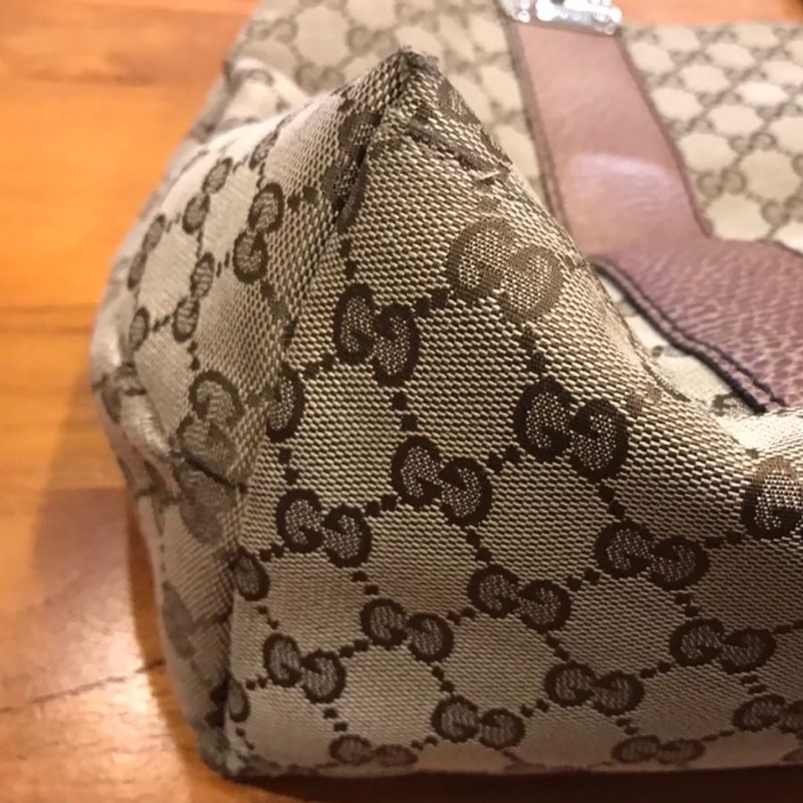 Gucci 古馳竹條編織手把 肩背老花竹節包-12
