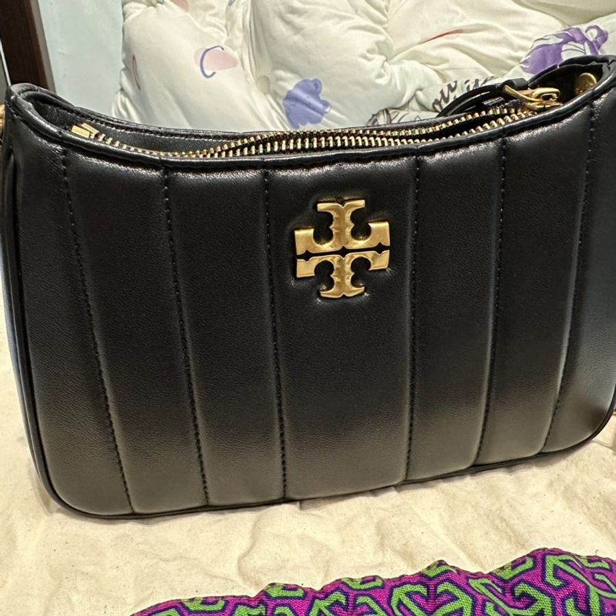 (全新未揹) Tory Burch 專櫃款 Kira 麻將包 腋下包 黑 全小羊皮 tb-2