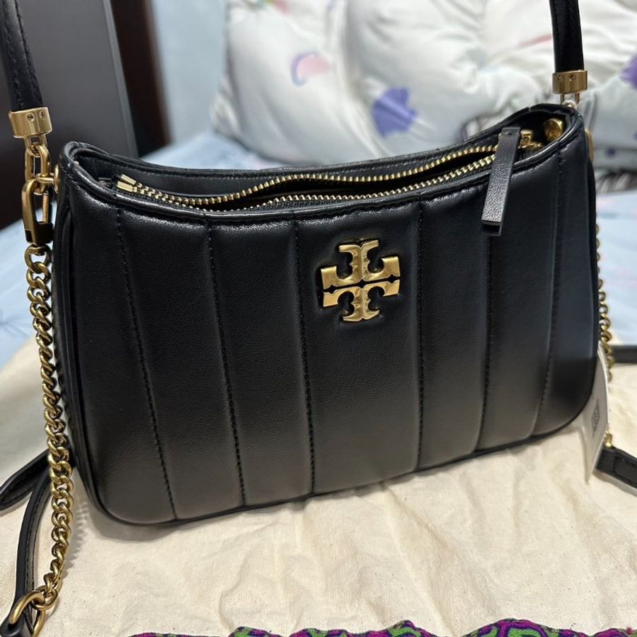 (全新未揹) Tory Burch 專櫃款 Kira 麻將包 腋下包 黑 全小羊皮 tb-4