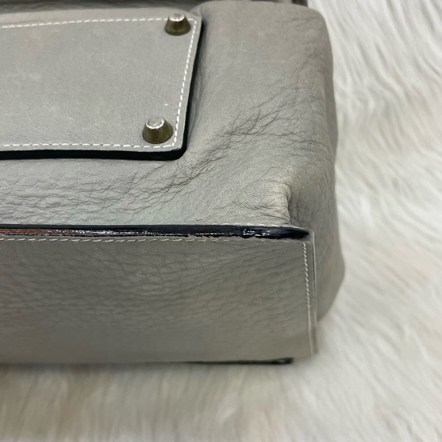 出清特價🌟 Chloe灰牛皮金色金屬雙蓋信封式肩背包Sally-7