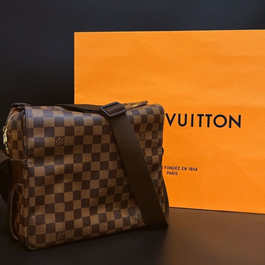 Louis Vuitton LV 咖啡色棋盤格 上蓋 郭富城斜背包/肩背包-0