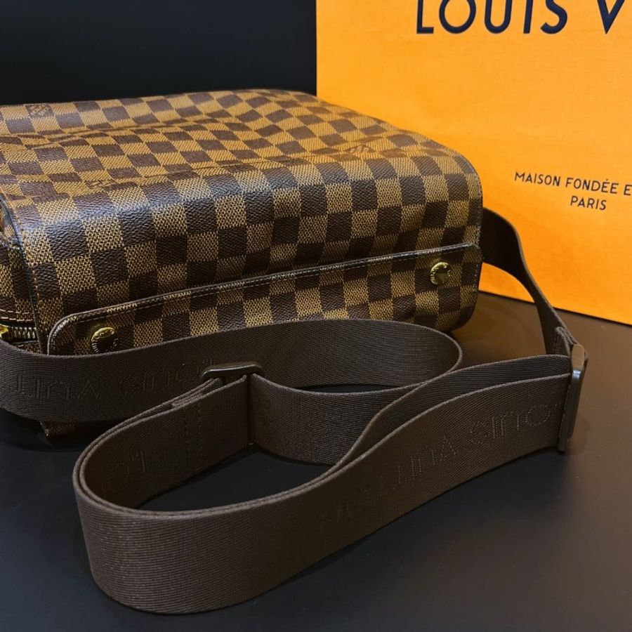 Louis Vuitton LV 咖啡色棋盤格 上蓋 郭富城斜背包/肩背包-10