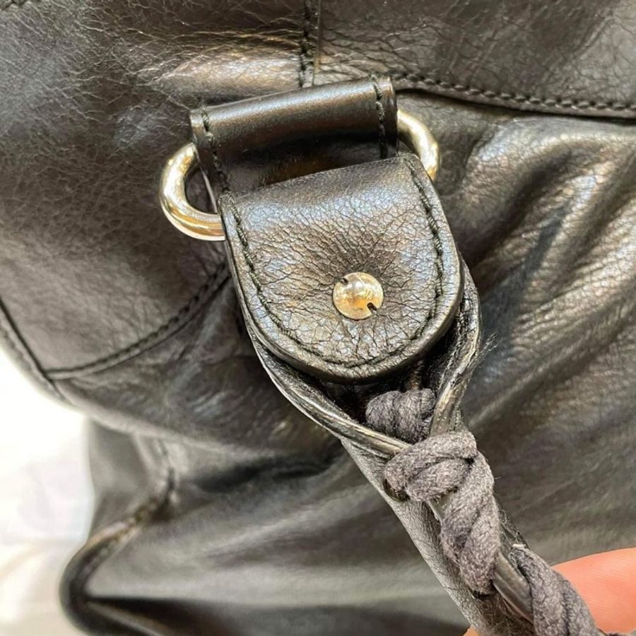 BALENCIAGA,PARIS羊皮大鉚釘銀釦機車包Giant City/黑色_歐美女星鍾愛款-12
