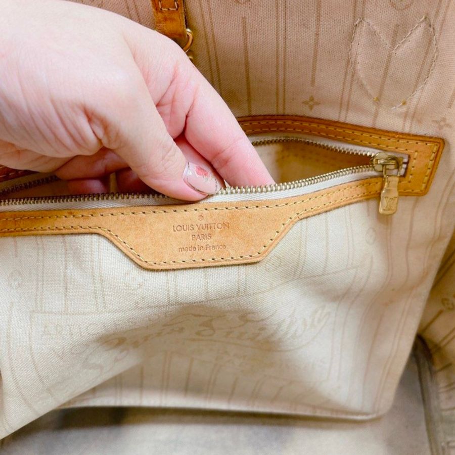 LV 甜甜價 neverfull 白色棋盤格 托特包 購物袋
也可變身水桶包-15