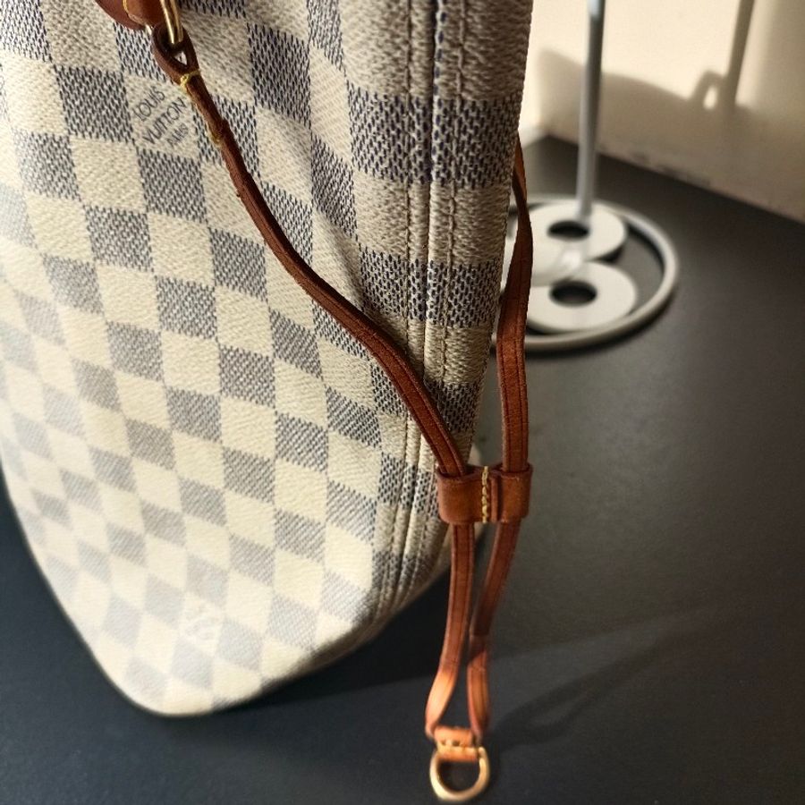 LV 甜甜價 neverfull 白色棋盤格 托特包 購物袋
也可變身水桶包-2
