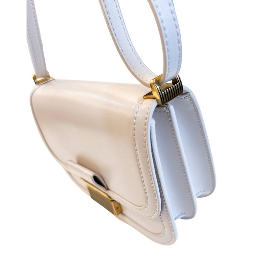 【自用自賣】Charles & Keith / Charlot 金釦包 - 象牙白 / 2 way bag / 98成新-6