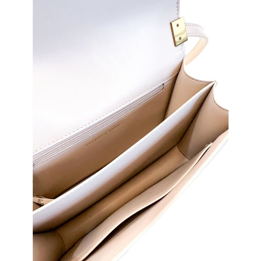 【自用自賣】Charles & Keith / Charlot 金釦包 - 象牙白 / 2 way bag / 98成新-8