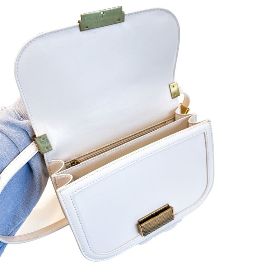【自用自賣】Charles & Keith / Charlot 金釦包 - 象牙白 / 2 way bag / 98成新-9