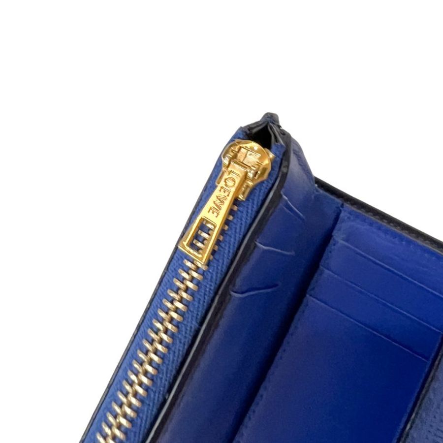 【自用自賣】LOEWE / Anagram 編織壓紋雙扣三折短夾 / 藍色 / 8成新-3